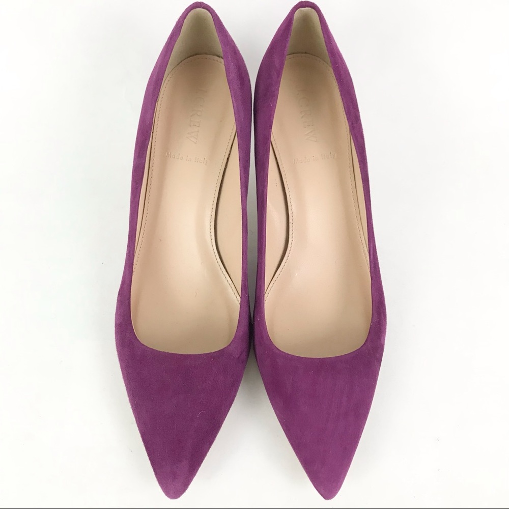 J Crew Italy 8 Dulci Suede Kitten Heels Purple - Picture 4 of 8